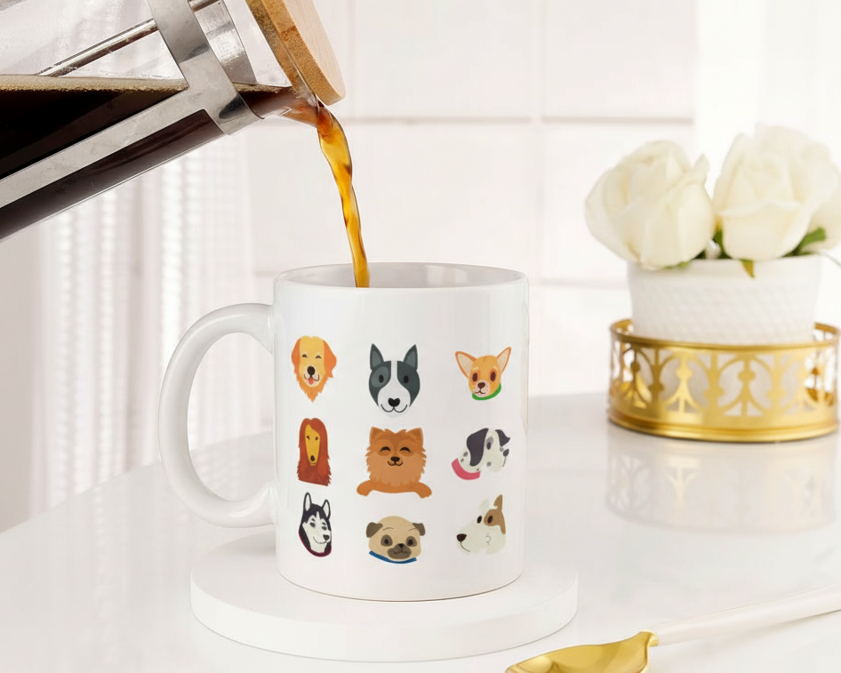 Multi-Breed Dog Lover's Illustrated Ceramic Mug