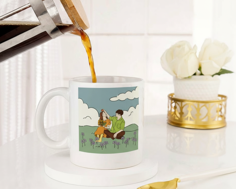 Personalized "Love in the Meadow" Illustrated Ceramic Mug