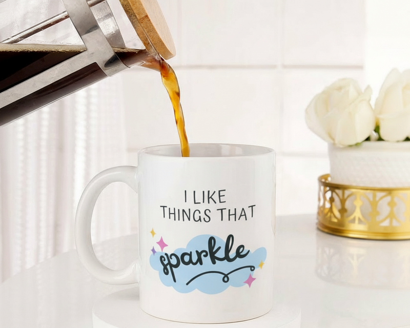 Personalized "I Like Things That Sparkle" Custom Photo Ceramic Mug