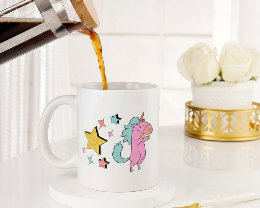Personalized "Born to Sparkle" Unicorn Photo Ceramic Mug