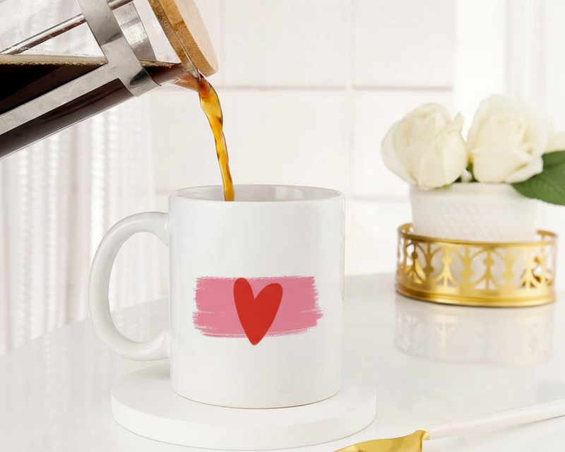 Personalized "Artistic Heart" Brushstroke Custom Photo Ceramic Mug