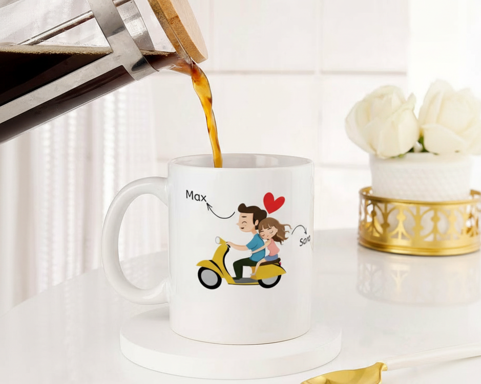 Personalized Scooter Couple "Have a Great Day" Ceramic Mug