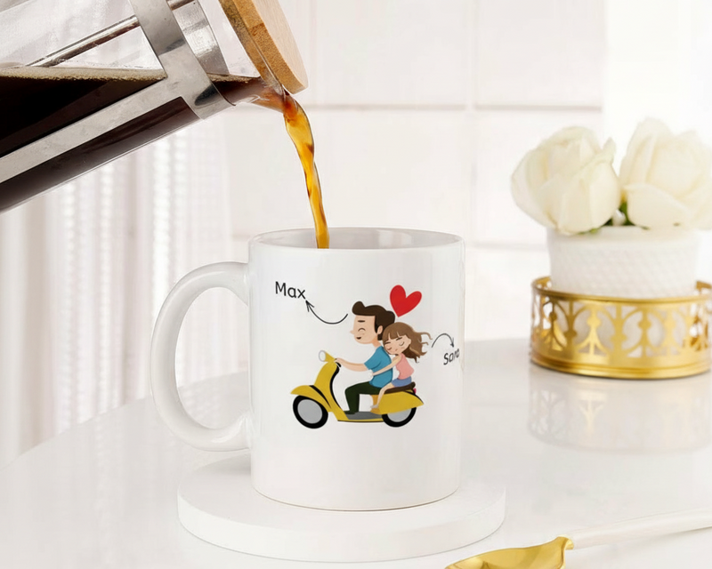 Personalized Scooter Couple "Have a Great Day" Ceramic Mug