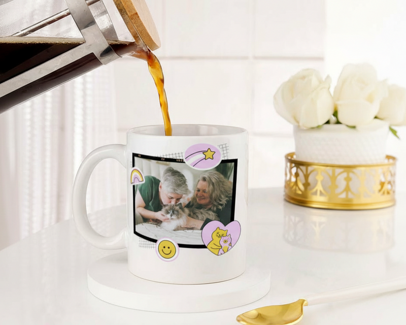 Personalized "Two Crazy Cats" Scrapbook Photo Ceramic Mug