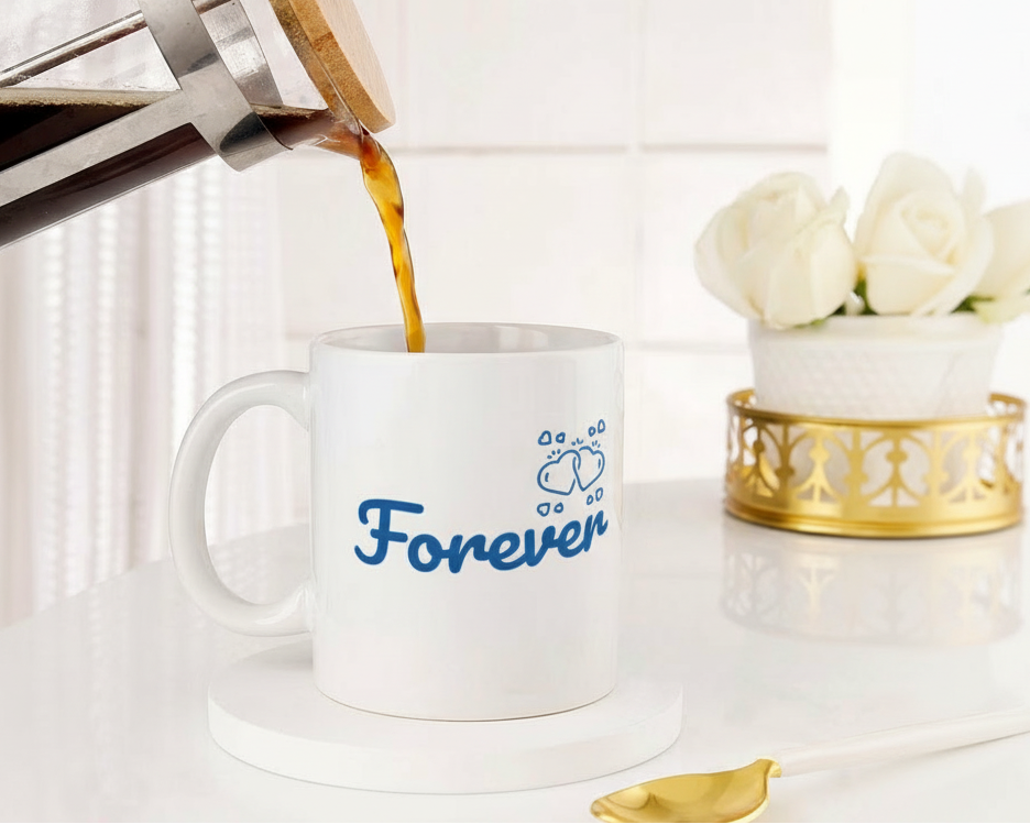 "Together Forever" Interlocking Hearts Ceramic Mug