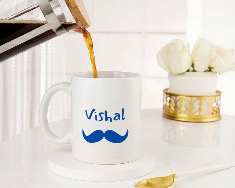 Personalized "Mr." Mustache Custom Name Ceramic Mug