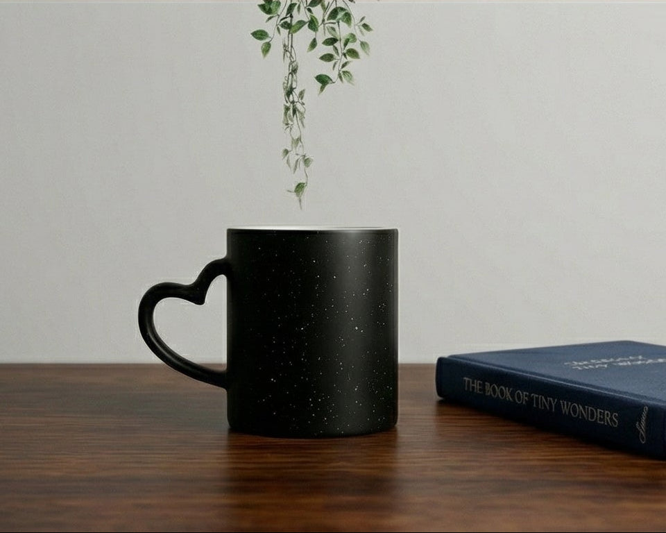 Heart-Handle Matte Magic "Starry Night" Ceramic Mug