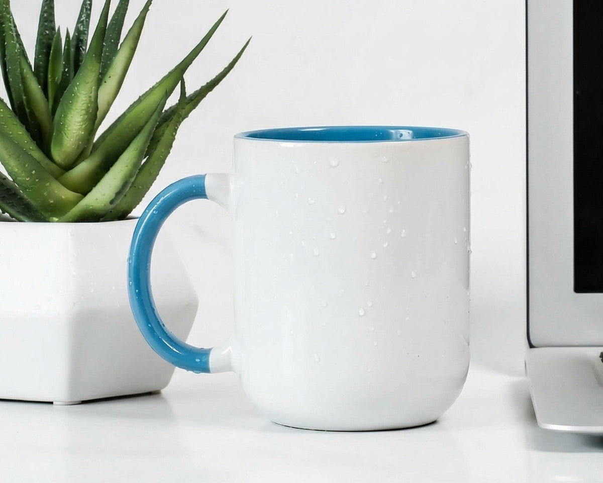 Classic Cerulean Blue & White Two-Tone Ceramic Mug