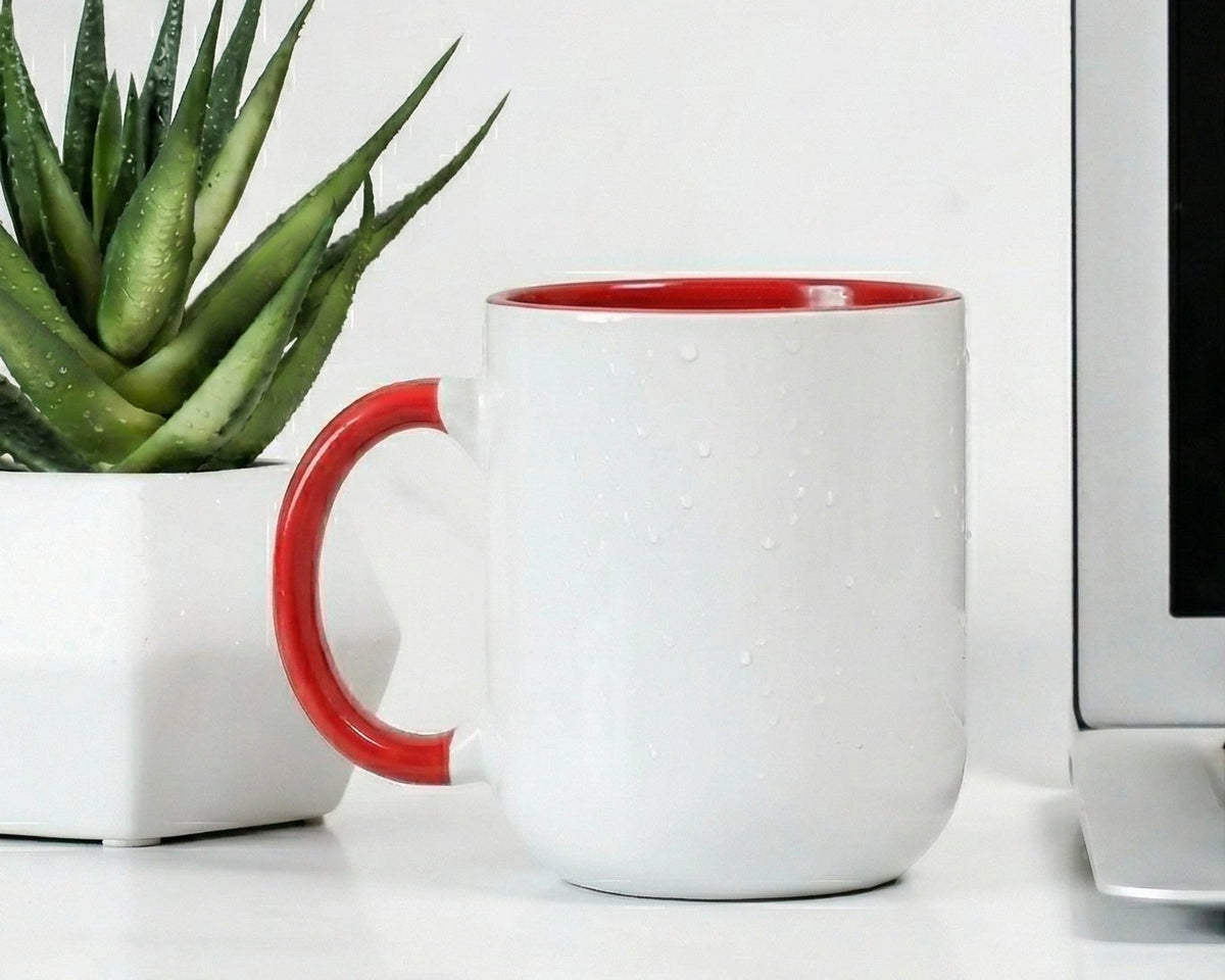 Classic Crimson Red & White Two-Tone Ceramic Mug