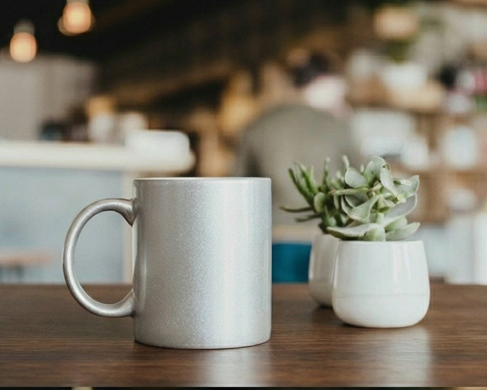 Glittering Silver Metallic Ceramic Mug