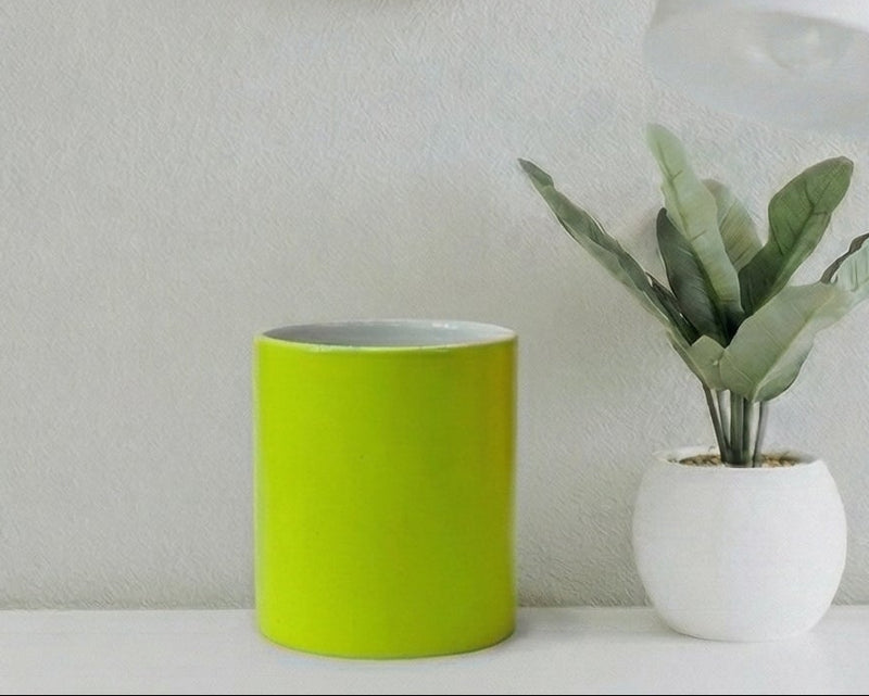 Heart-Handle Electric Lime Glossy Ceramic Mug