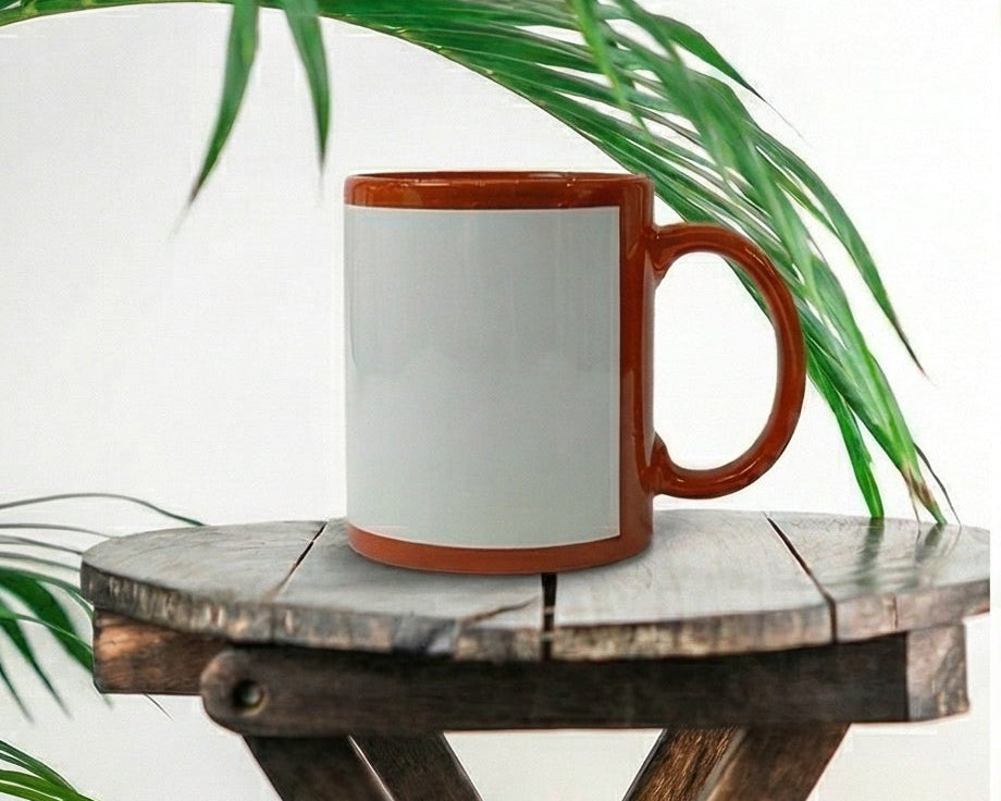 Classic Burnt Orange & White Two-Tone Ceramic Mug