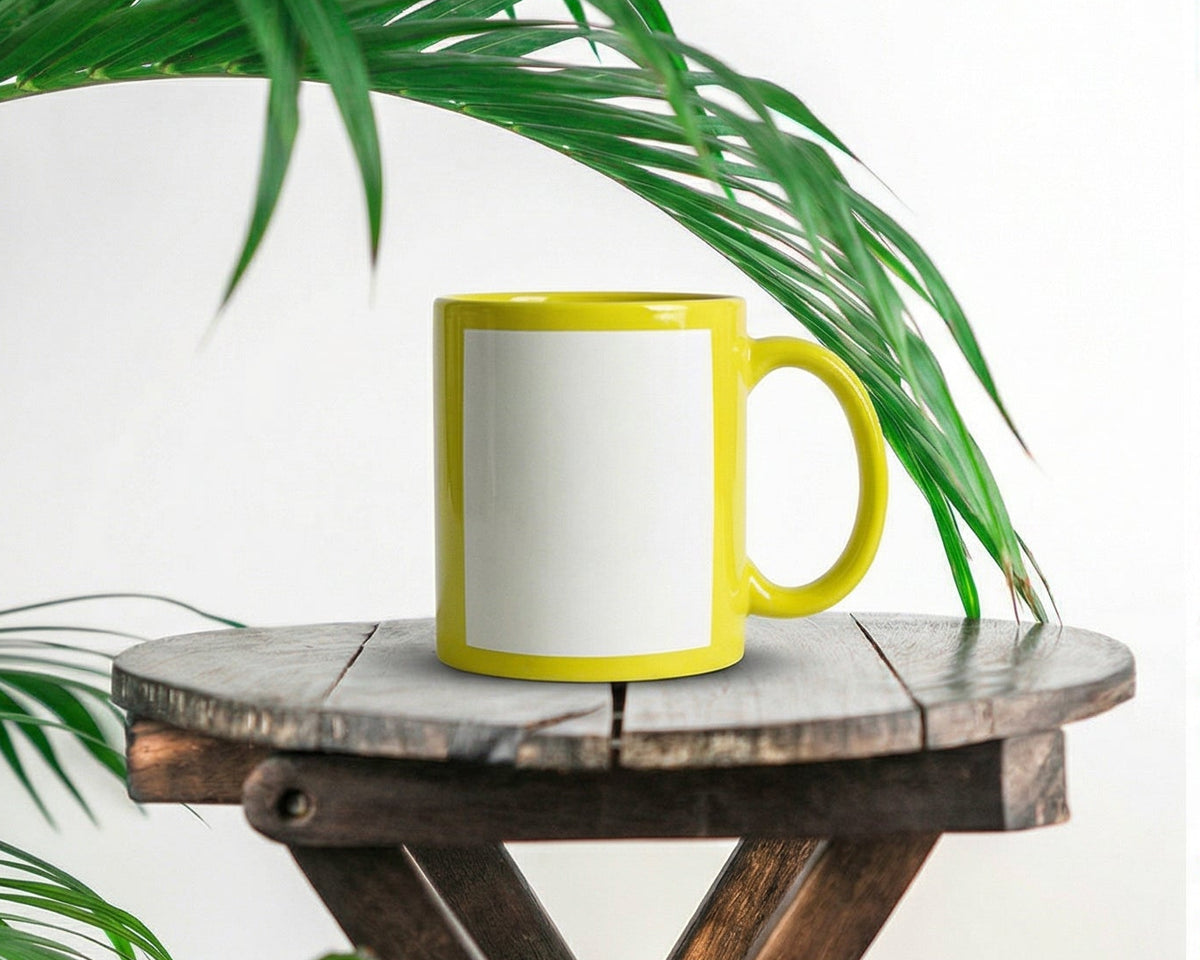 Classic Lemon Yellow & White Two-Tone Ceramic Mug