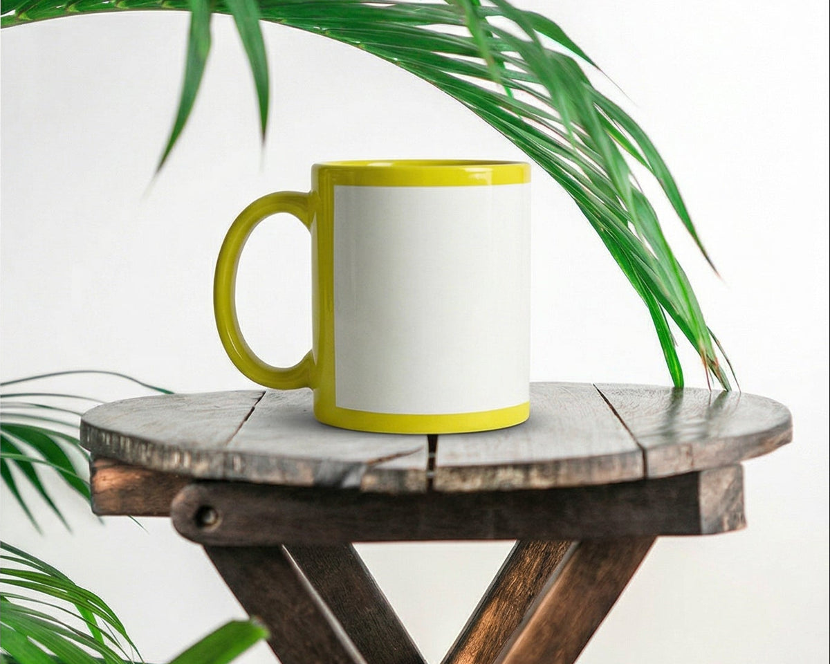 Classic Lemon Yellow & White Two-Tone Ceramic Mug