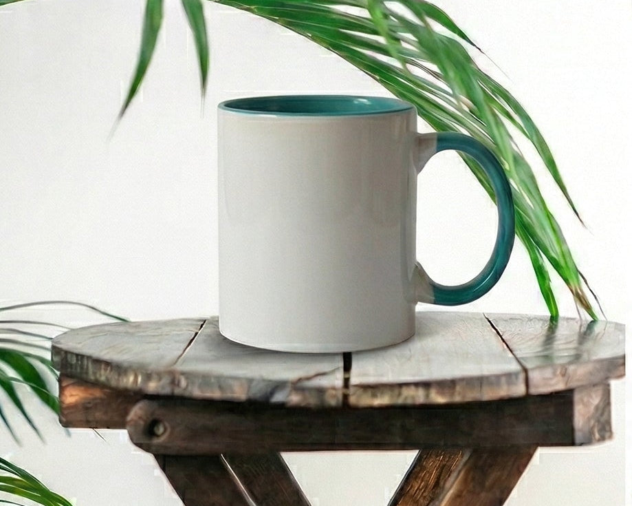 Classic Teal & White Two-Tone Ceramic Mug