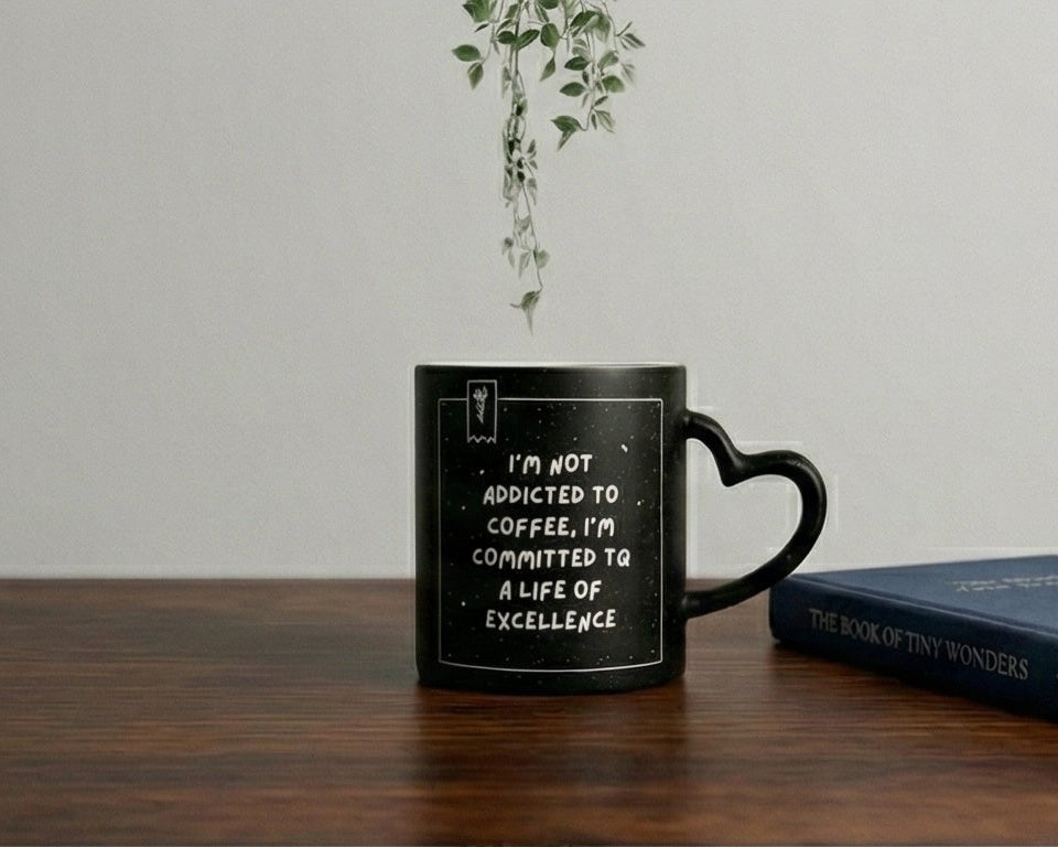 "Coffee Time" Heart-Handle Matte Quote Mug