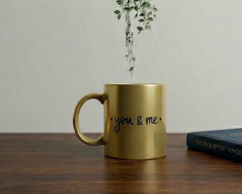 Personalized "You & Me" Satin Gold Photo Mug