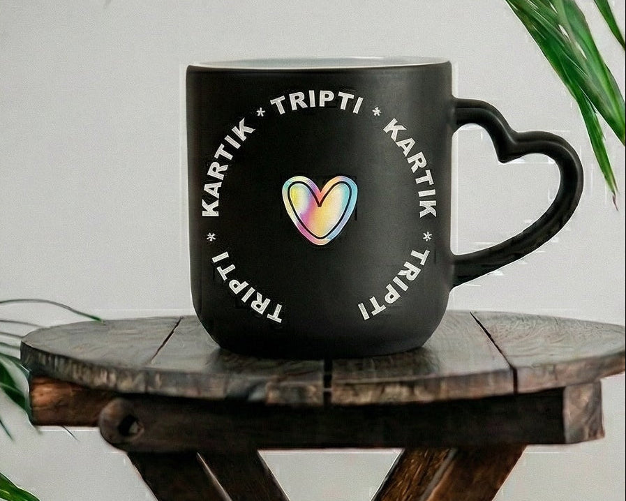 Personalized "Love is Love" Heart-Handle Matte Magic Mug