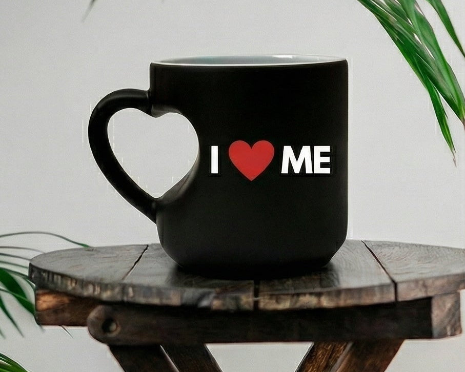 Personalized "I ❤️ ME" Heart-Handle Matte Magic Mug