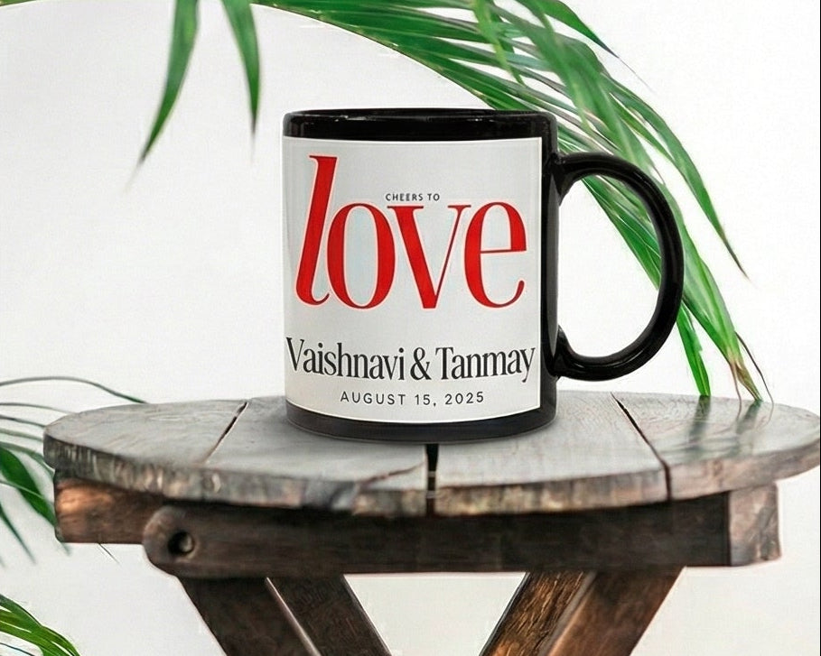 Personalized "Cheers to Love" Anniversary Ceramic Mug