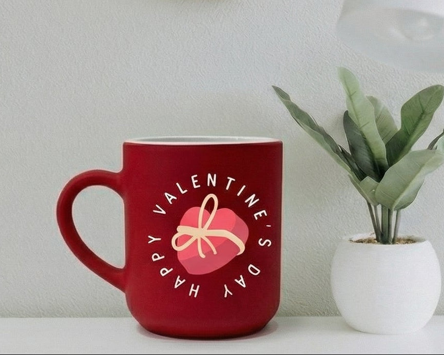 Personalized "Heart-to-Heart" Crimson Red Matte Photo Mug