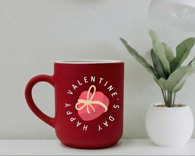 Personalized "Heart-to-Heart" Crimson Red Matte Photo Mug