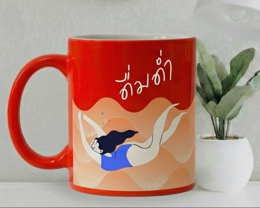 "Deep Dive" Artistic Swimmer Crimson Ceramic Mug