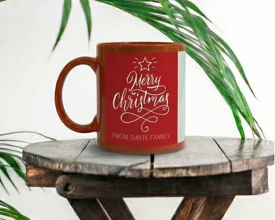 Personalized "Merry Christmas" Holiday Script Ceramic Mug