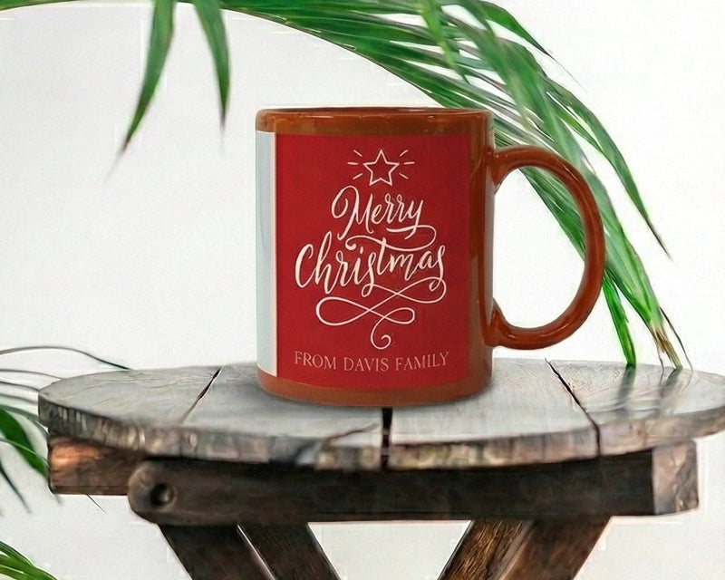 Personalized "Merry Christmas" Holiday Script Ceramic Mug